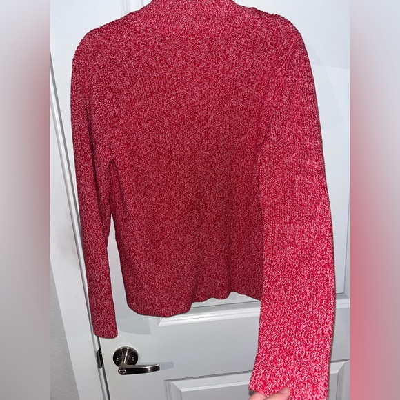 Crazy Horse by Liz Claiborne Red/White Knitted Zip Up Sweater Size Large - Picture 11 of 16